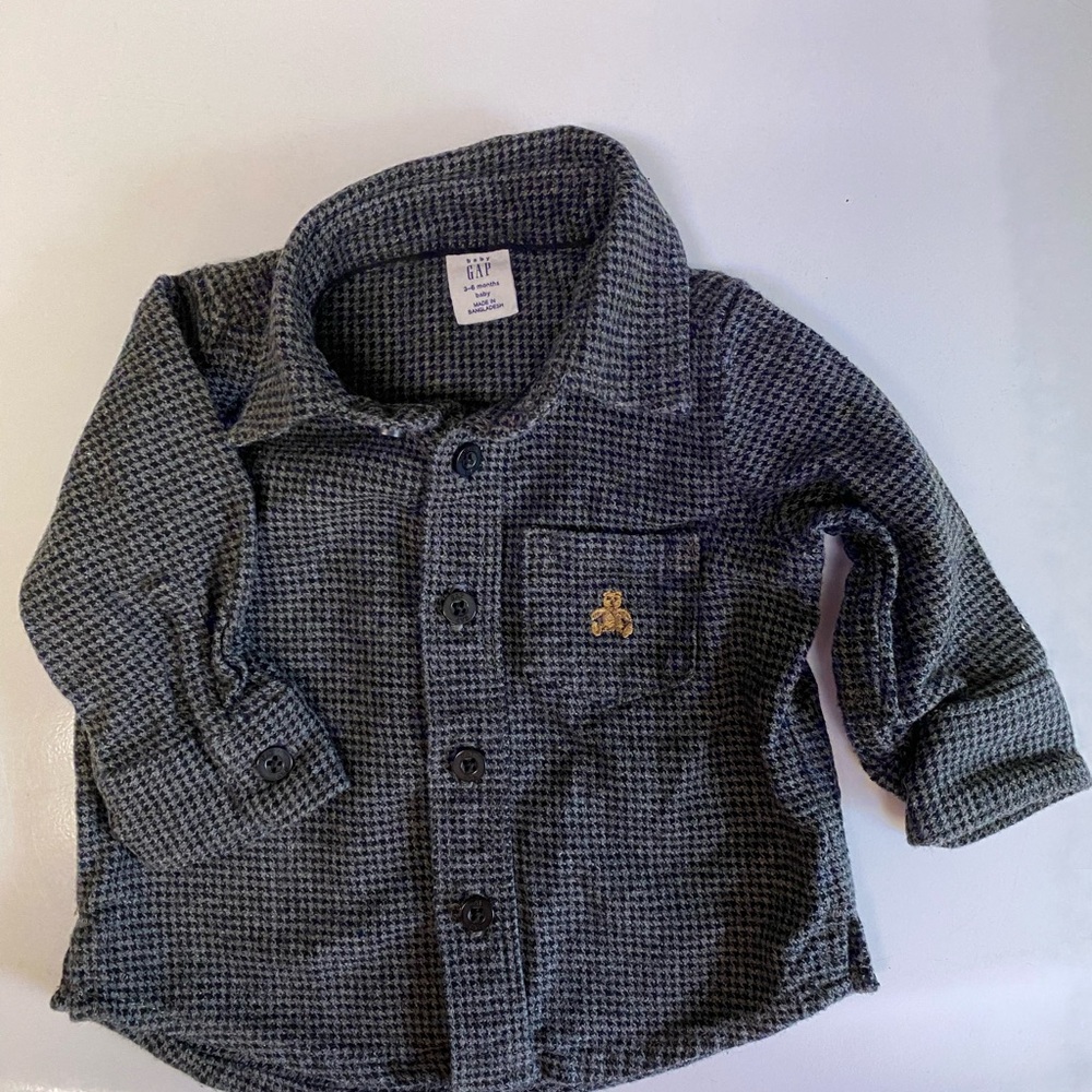 Baby GAP Kids Black Checkered Button Down Flannel Shirt